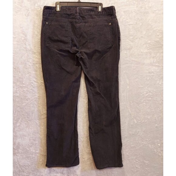 Eddie Bauer Womans 16 black Dark corduroy pants Curvy Fit bootcut Rise 10.5 - Picture 2 of 16